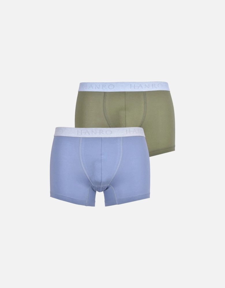 Cotton Essentials 2-Pack Boxer Trunks, Blue/Khaki