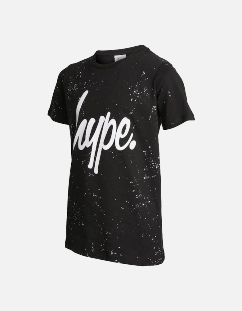 Boys Speckle Crew-Neck T-Shirt, Black/white