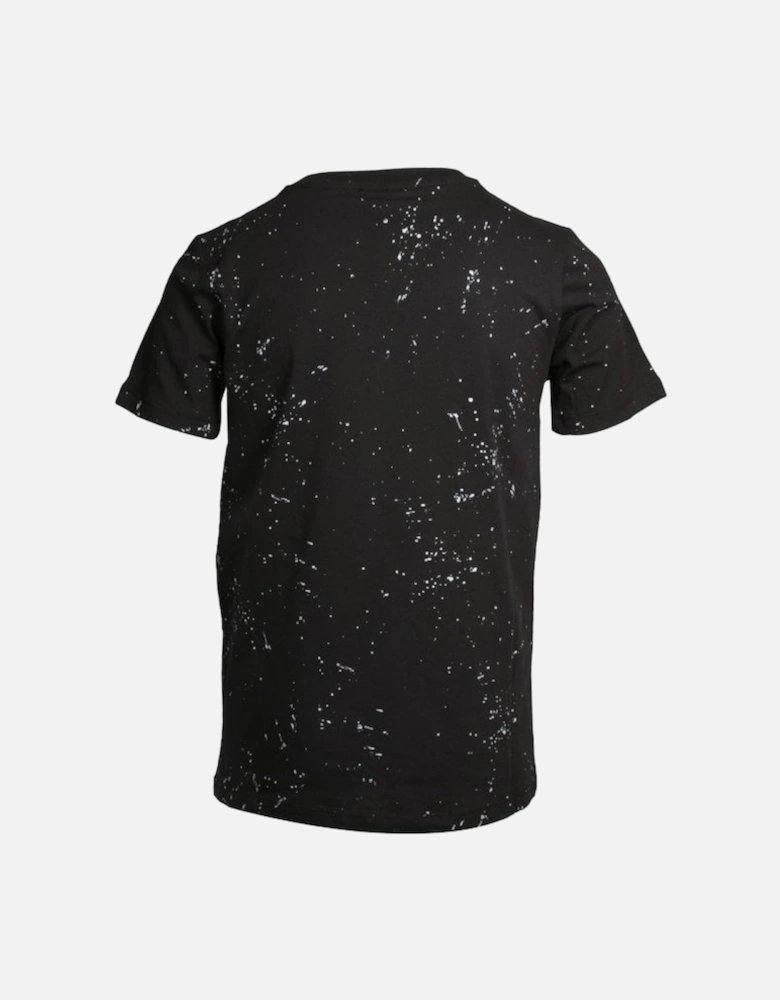Boys Speckle Crew-Neck T-Shirt, Black/white