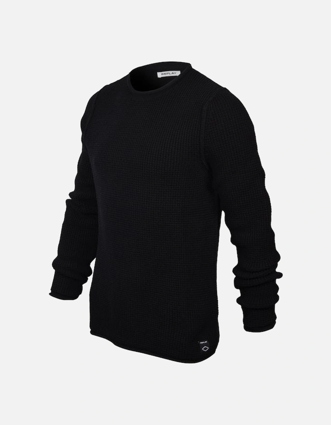 Hyperflex Cotton Heavy-Knit Crew-Neck Jumper, Black