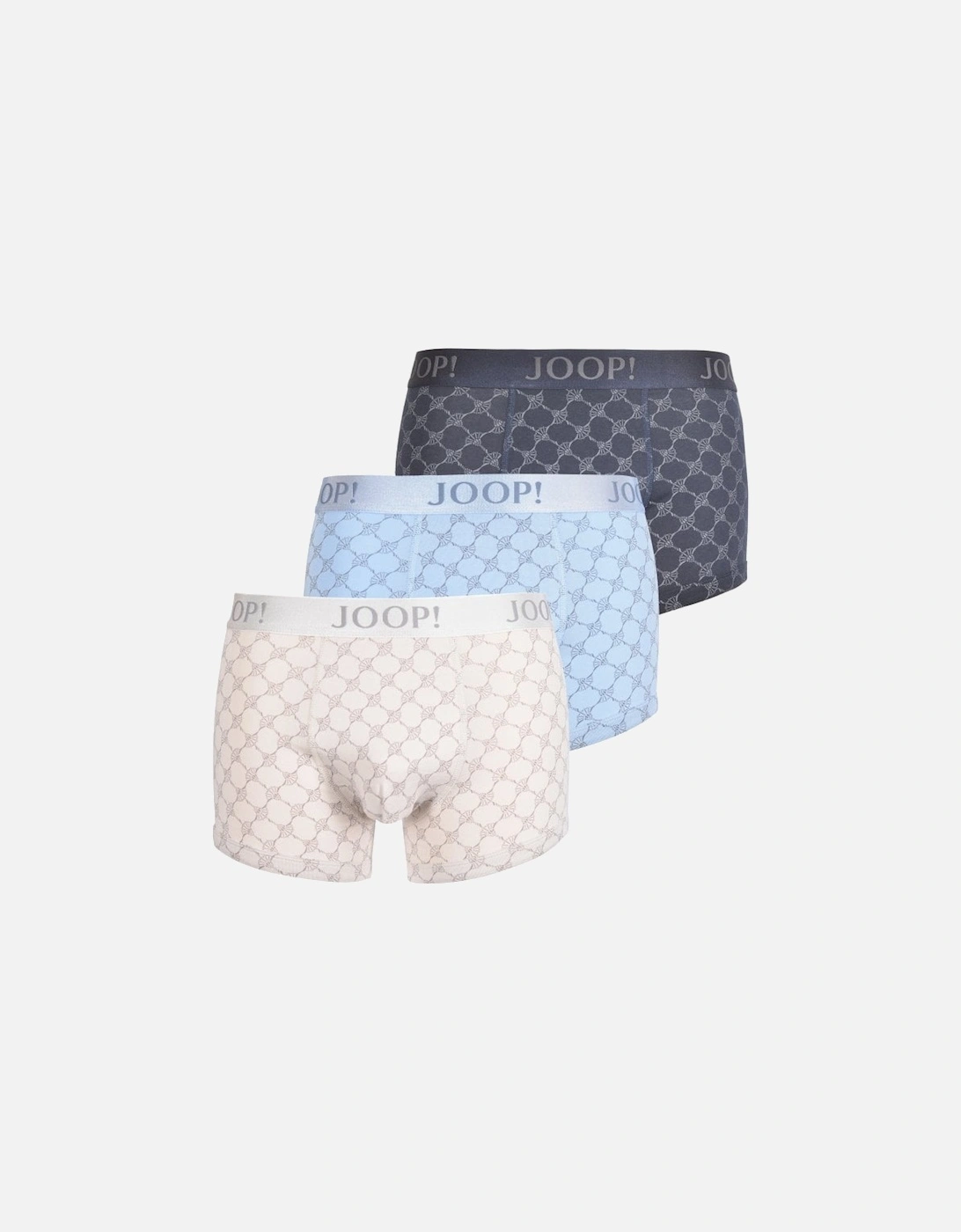 3-Pack Cornflower Print Boxer Trunks Gift Set, Navy/Blue/Beige, 7 of 6