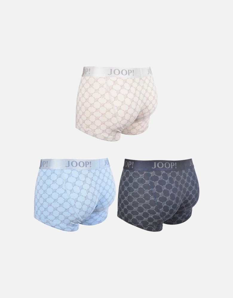 3-Pack Cornflower Print Boxer Trunks Gift Set, Navy/Blue/Beige