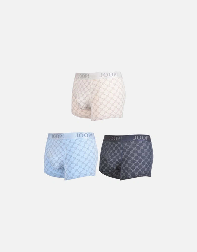 3-Pack Cornflower Print Boxer Trunks Gift Set, Navy/Blue/Beige