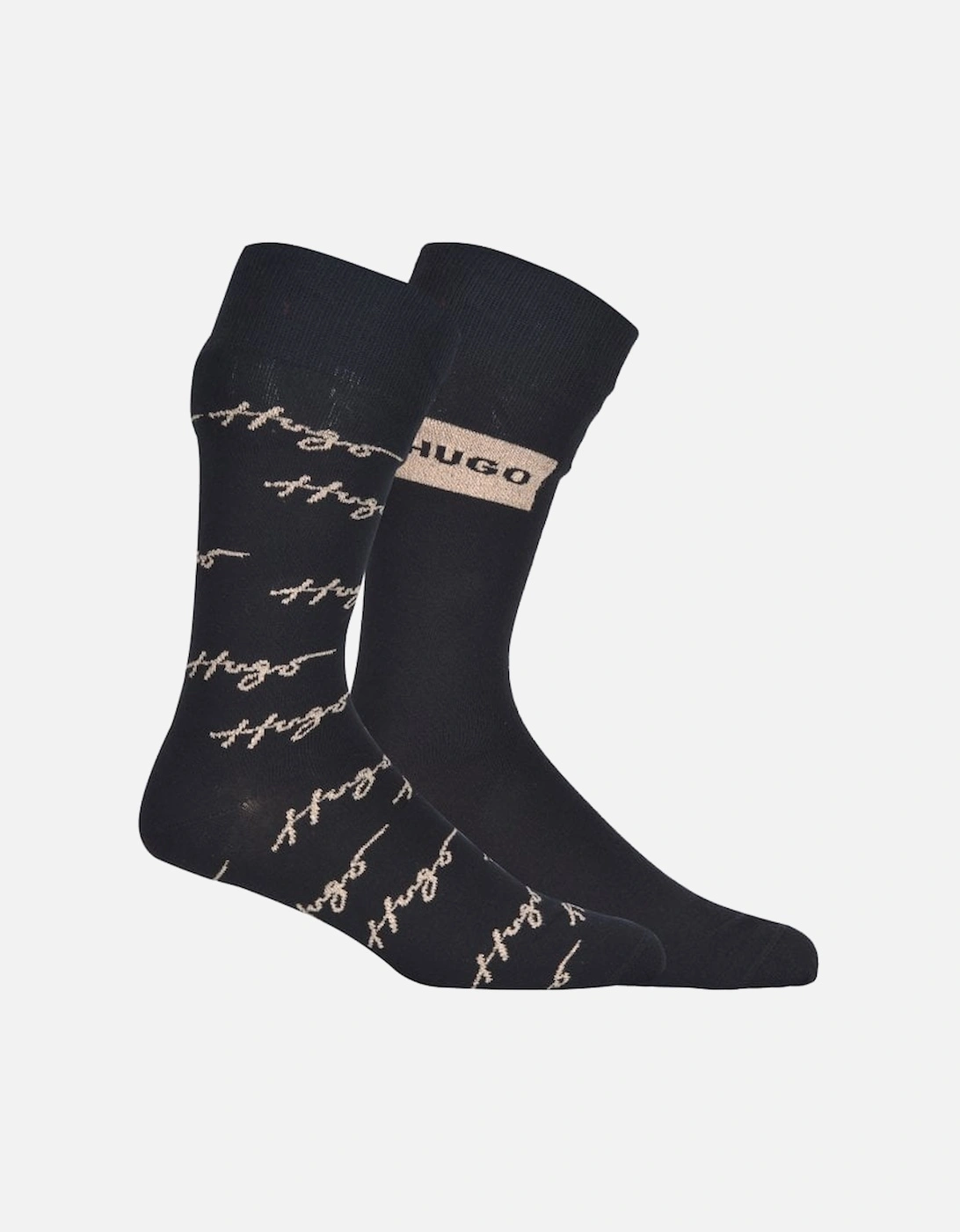 2-Pack Lurex Mixed Logo Socks Gift Set, Black/gold