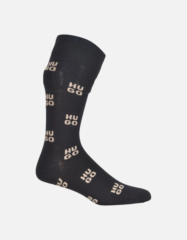 2-Pack Lurex Mixed Logo Socks Gift Set, Black/gold