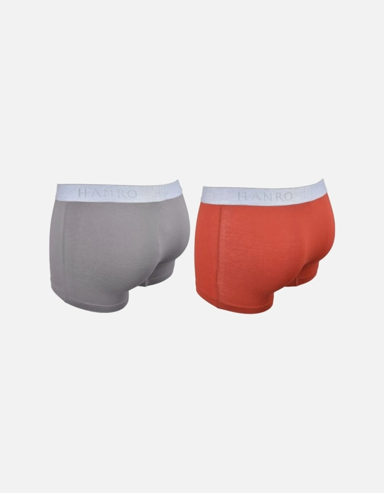 Cotton Essentials 2-Pack Boxer Trunks, Fresh Grey/Red Ochre