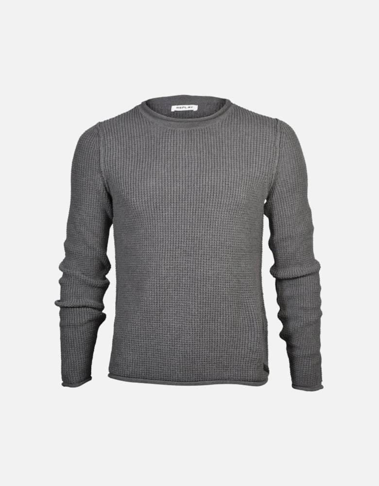 Hyperflex Cotton Heavy-Knit Crew-Neck Jumper, Grey Melange