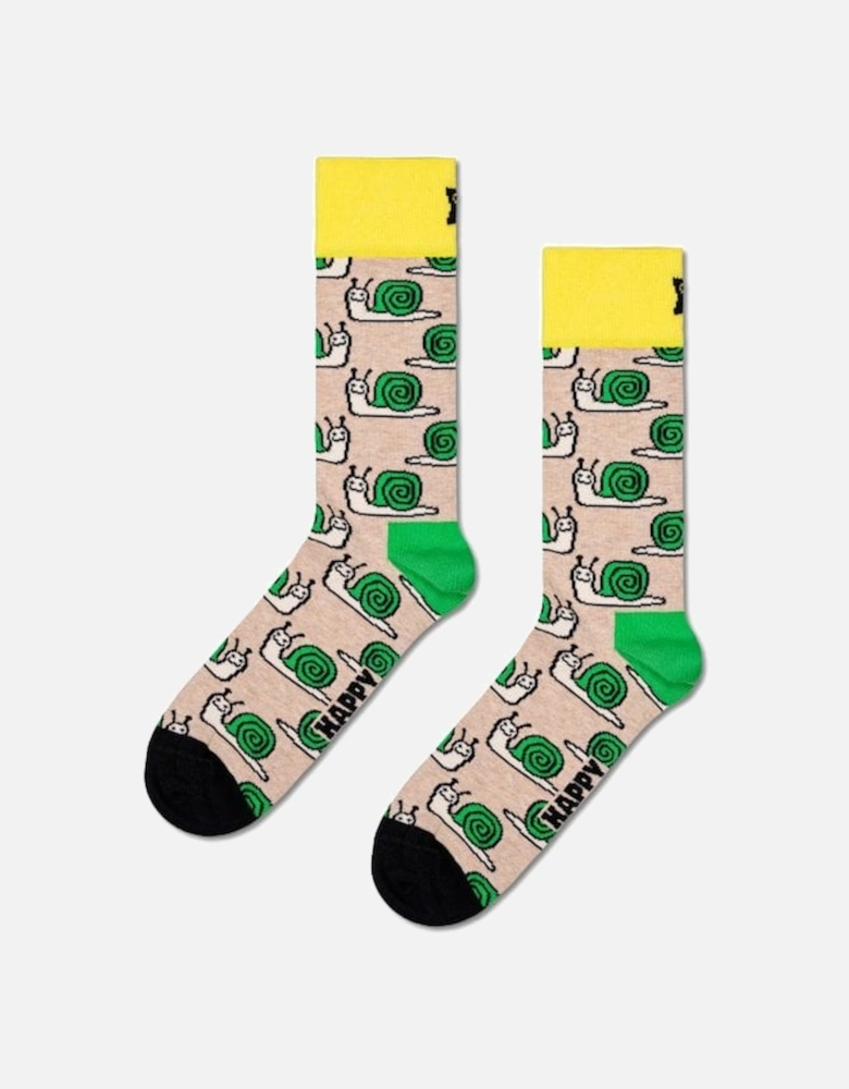 Snail Socks, Beige/green