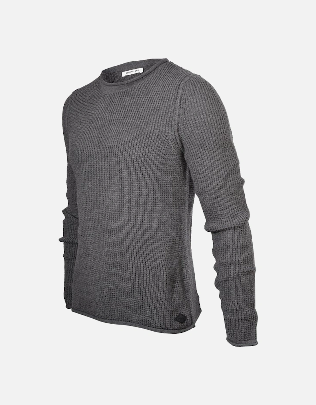 Hyperflex Cotton Heavy-Knit Crew-Neck Jumper, Grey Melange