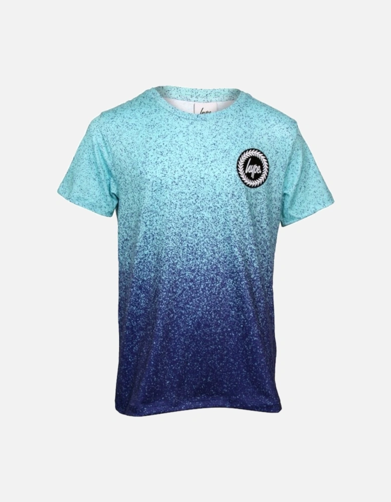 Boys Speckle Fade Crew-Neck T-Shirt, Mint/Blue