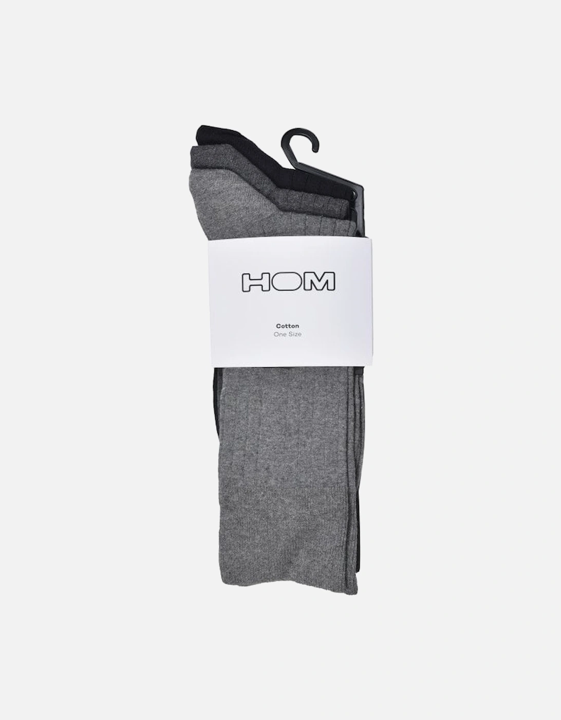 3-Pack Soft Cotton Socks, Black/Grey