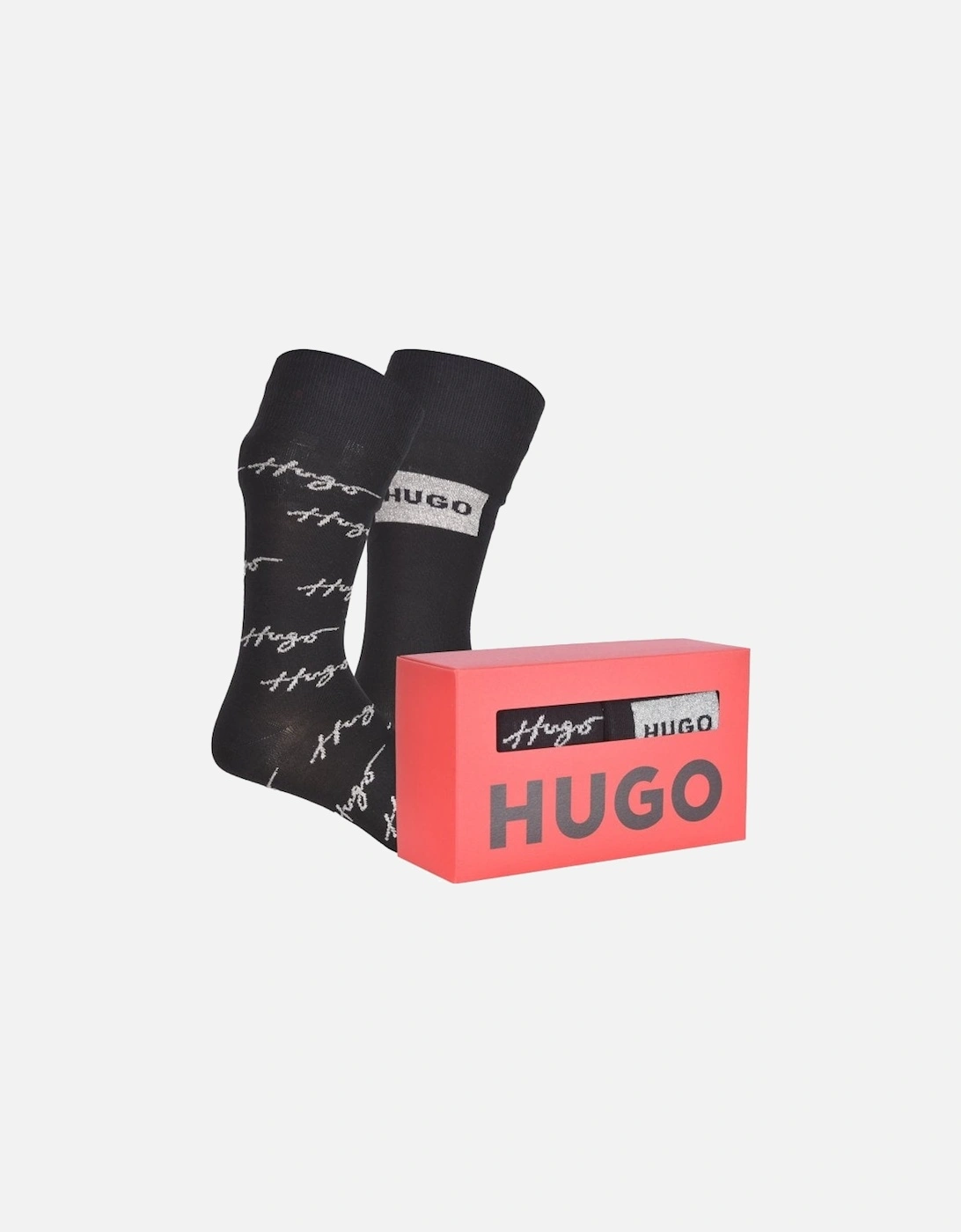 2-Pack Lurex Mixed Logo Socks Gift Set, Black/silver, 7 of 6
