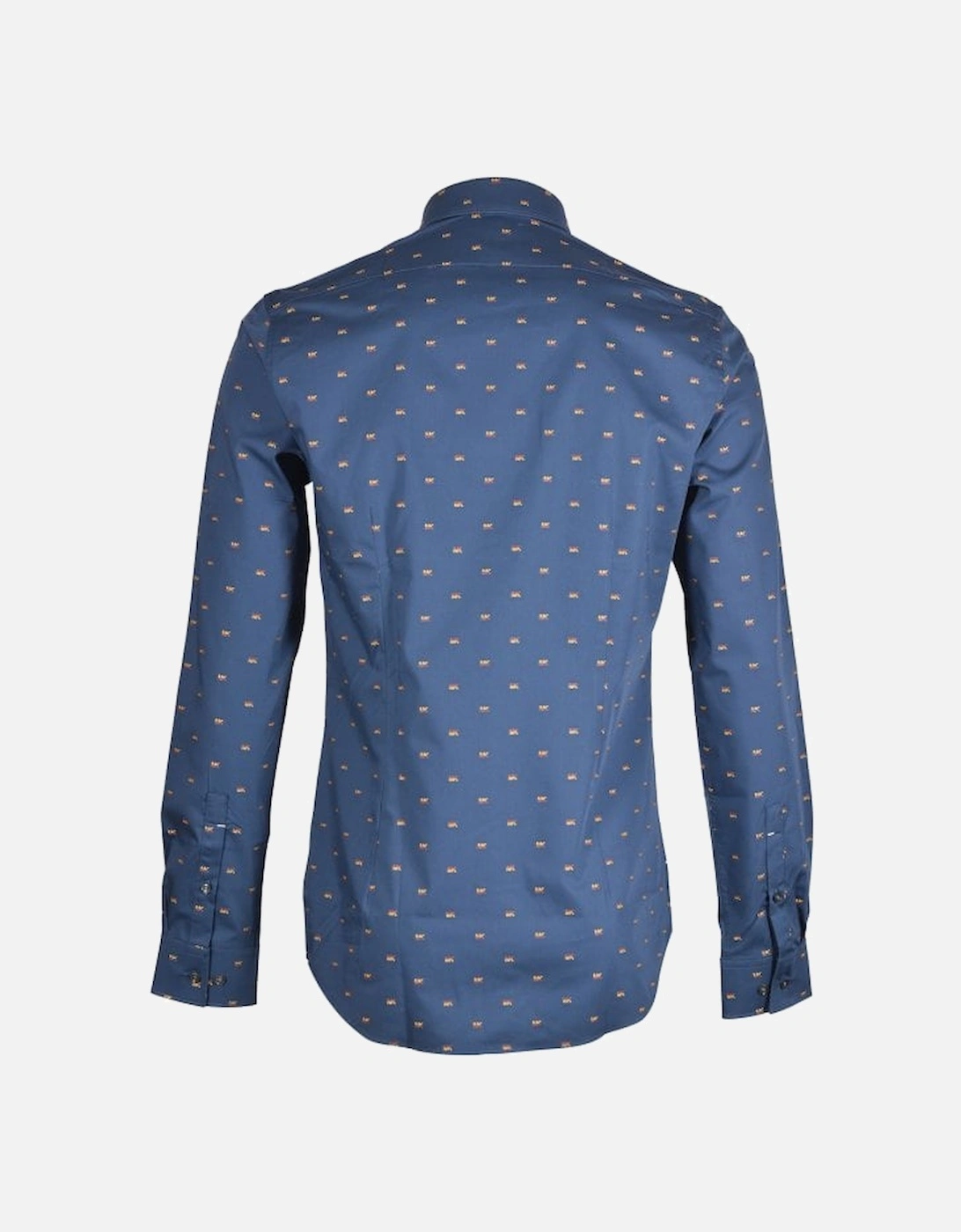 Cotton MK Logo Print Slim-Fit Shirt, Navy