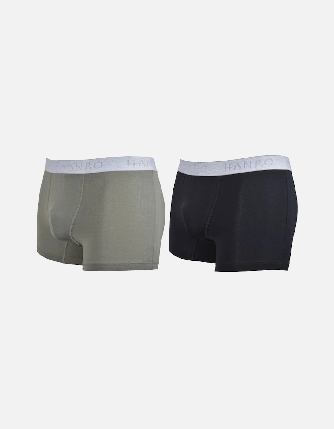 Cotton Essentials 2-Pack Boxer Trunks, Antique Green/Ebony