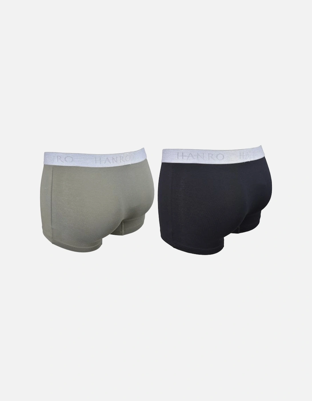 Cotton Essentials 2-Pack Boxer Trunks, Antique Green/Ebony