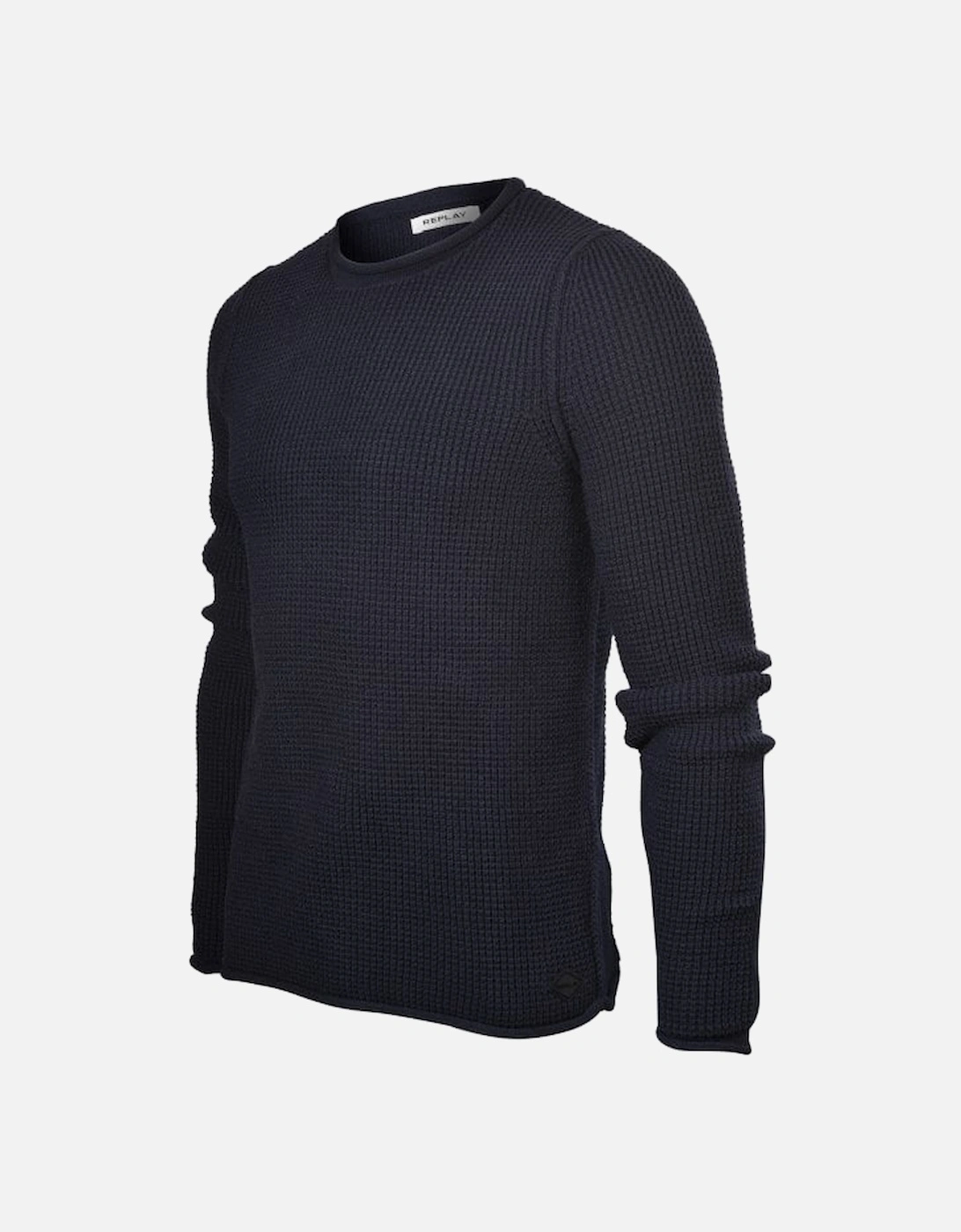 Hyperflex Cotton Heavy-Knit Crew-Neck Jumper, Navy