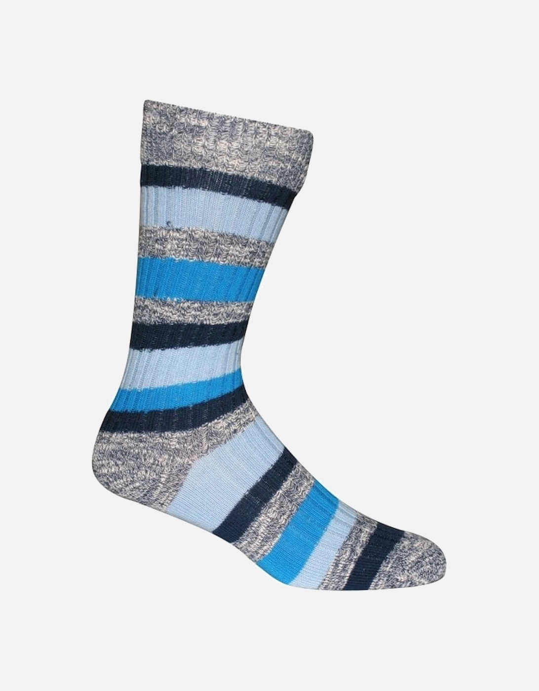 Slub Stripes Socks, Blue Jeans Melange