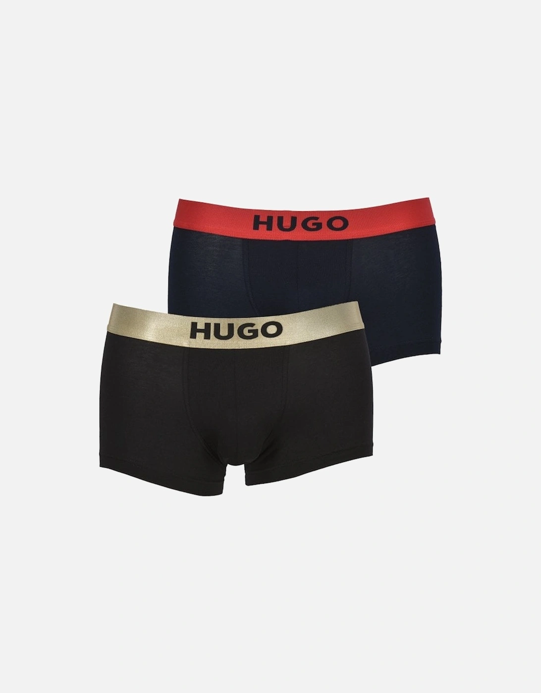 2-Pack Metallic Waistband Boxer Trunks Gift Set, Black, 8 of 7