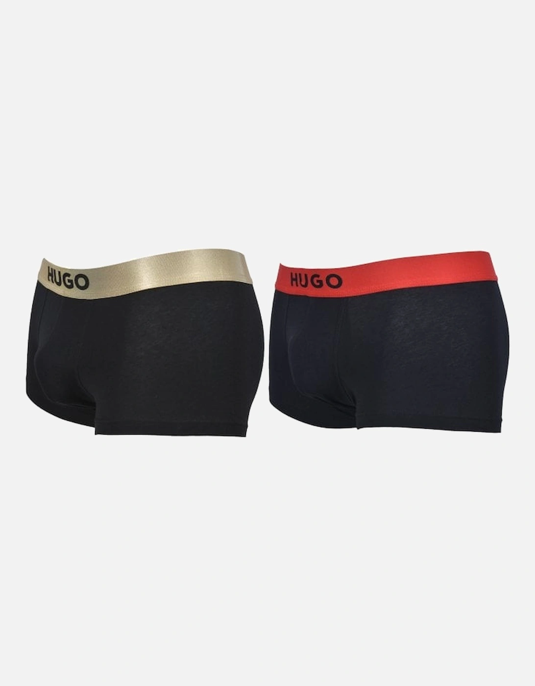 2-Pack Metallic Waistband Boxer Trunks Gift Set, Black