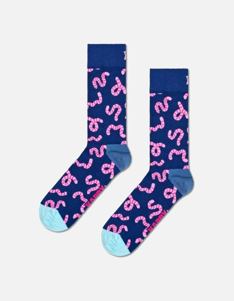Worm Socks, Navy/pink