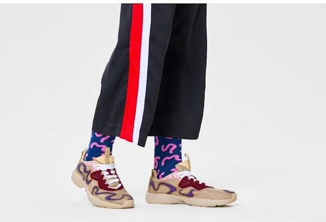 Worm Socks, Navy/pink