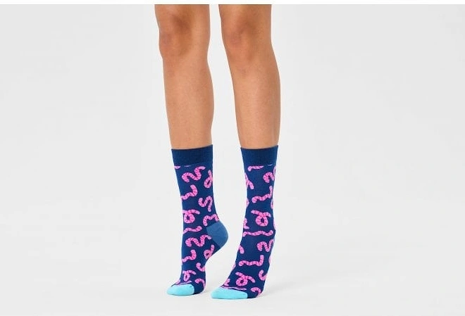 Worm Socks, Navy/pink