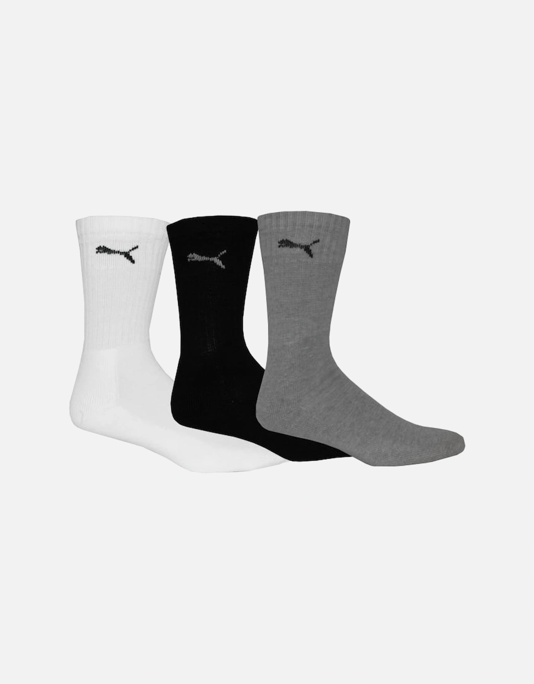 3-Pack Sports Crew Socks, Black/White/Grey, 6 of 5