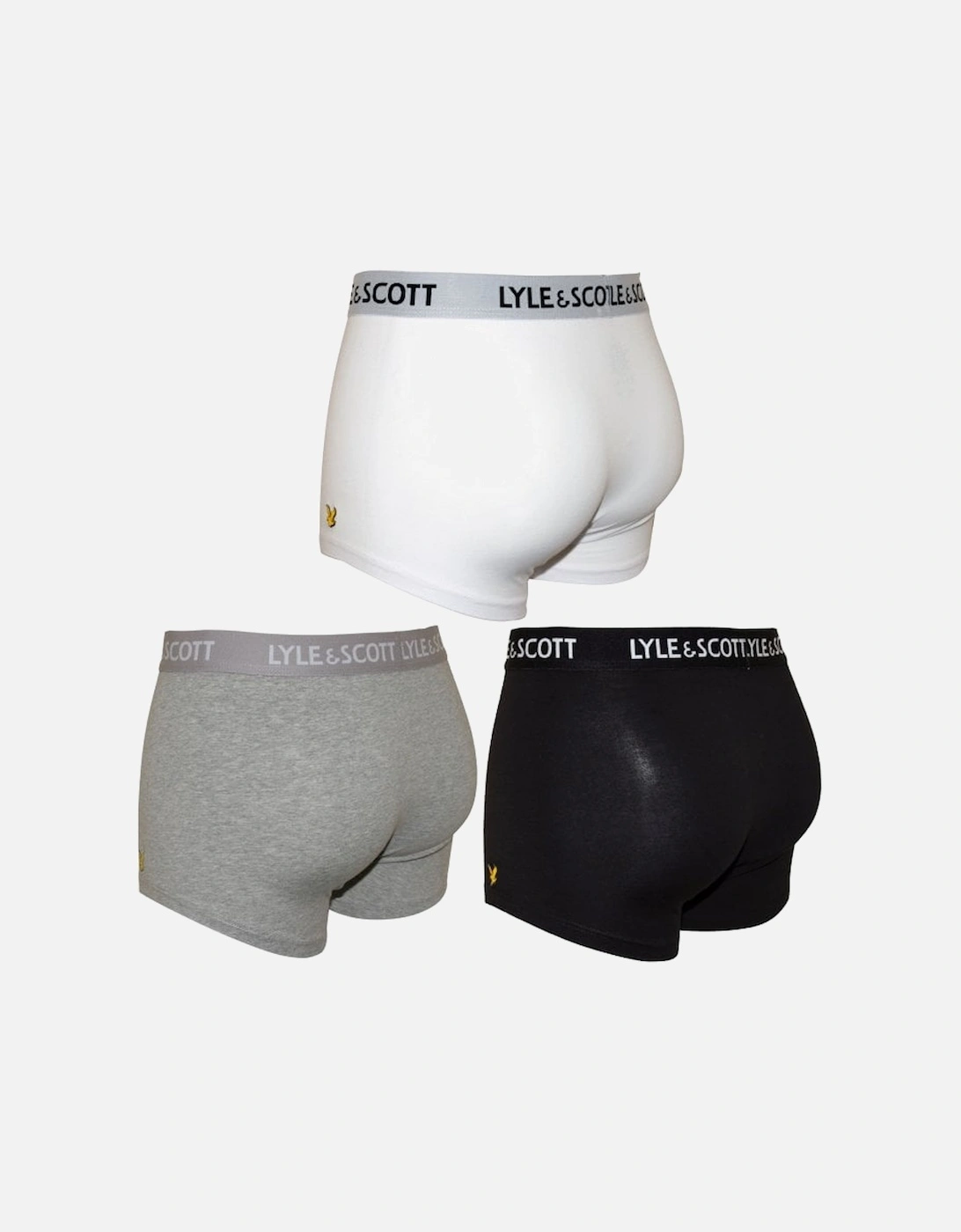 3-Pack Cotton Stretch Boxer Briefs, Black/White/Grey