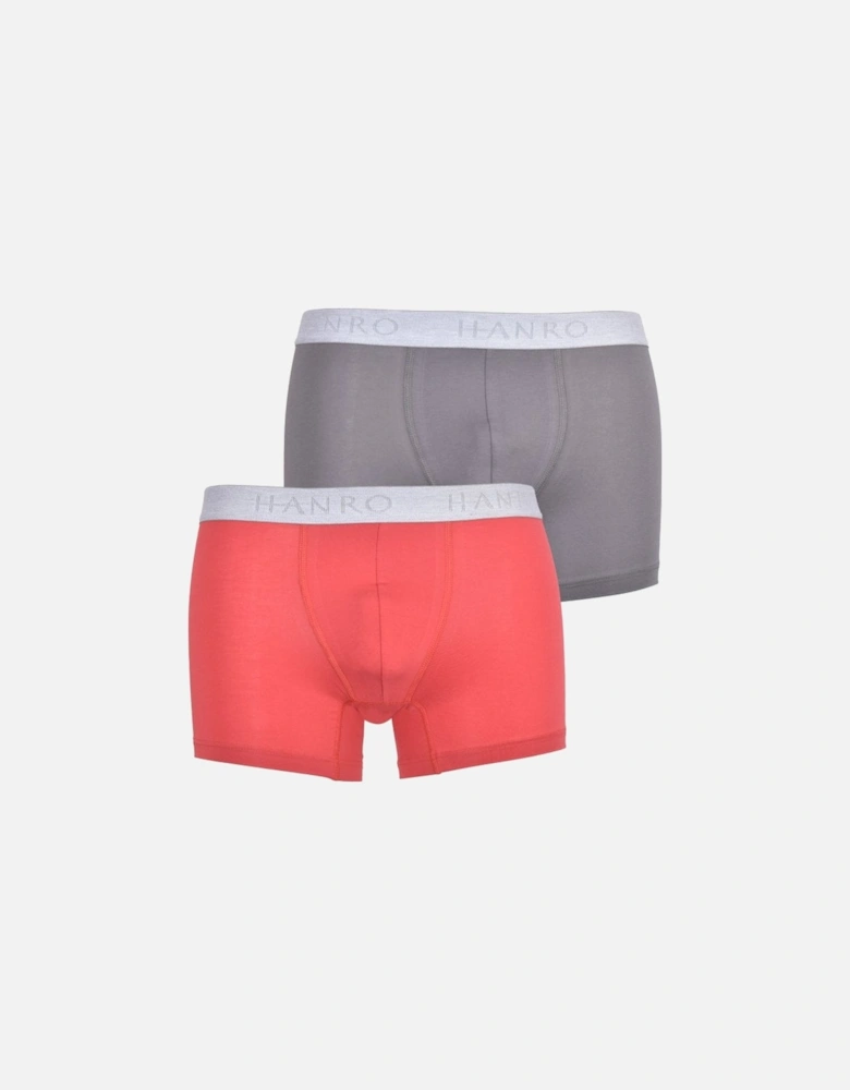 Cotton Essentials 2-Pack Boxer Trunks, Grey/Red