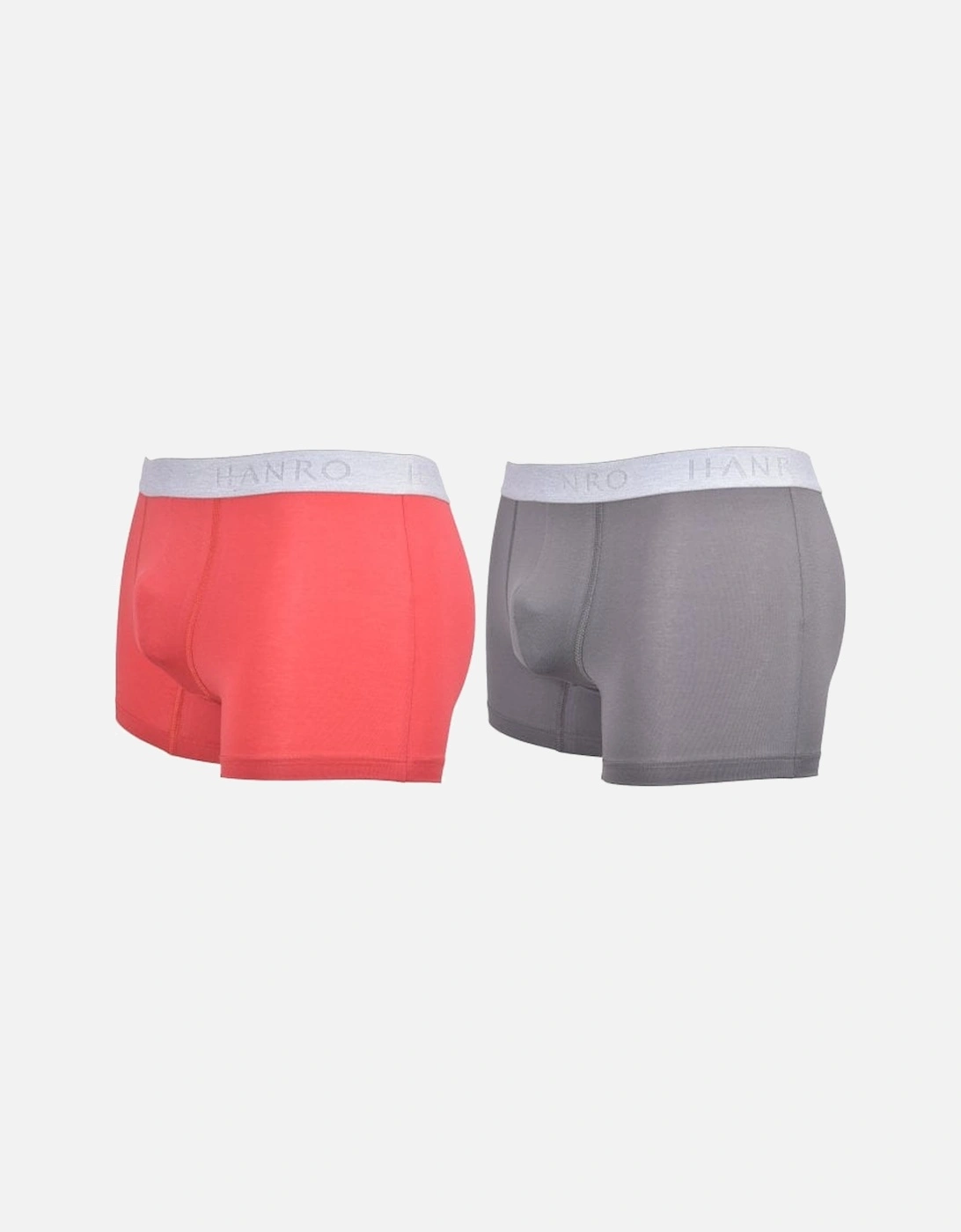 Cotton Essentials 2-Pack Boxer Trunks, Grey/Red