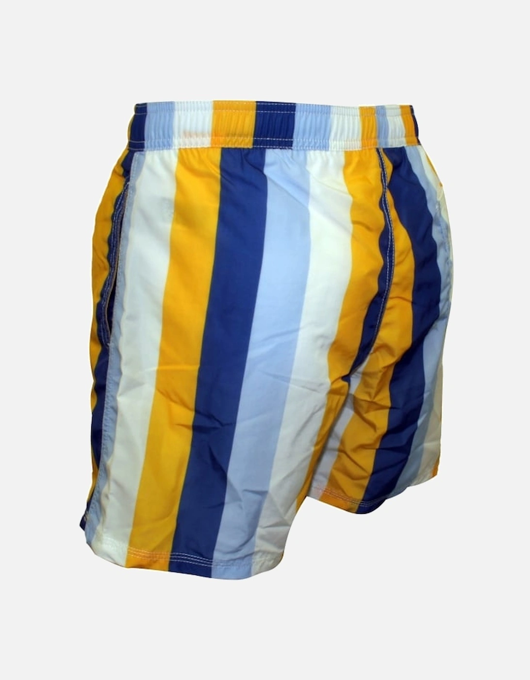 Zesty Multi-Stripe Print Swim Shorts, Yellow/White/Blue