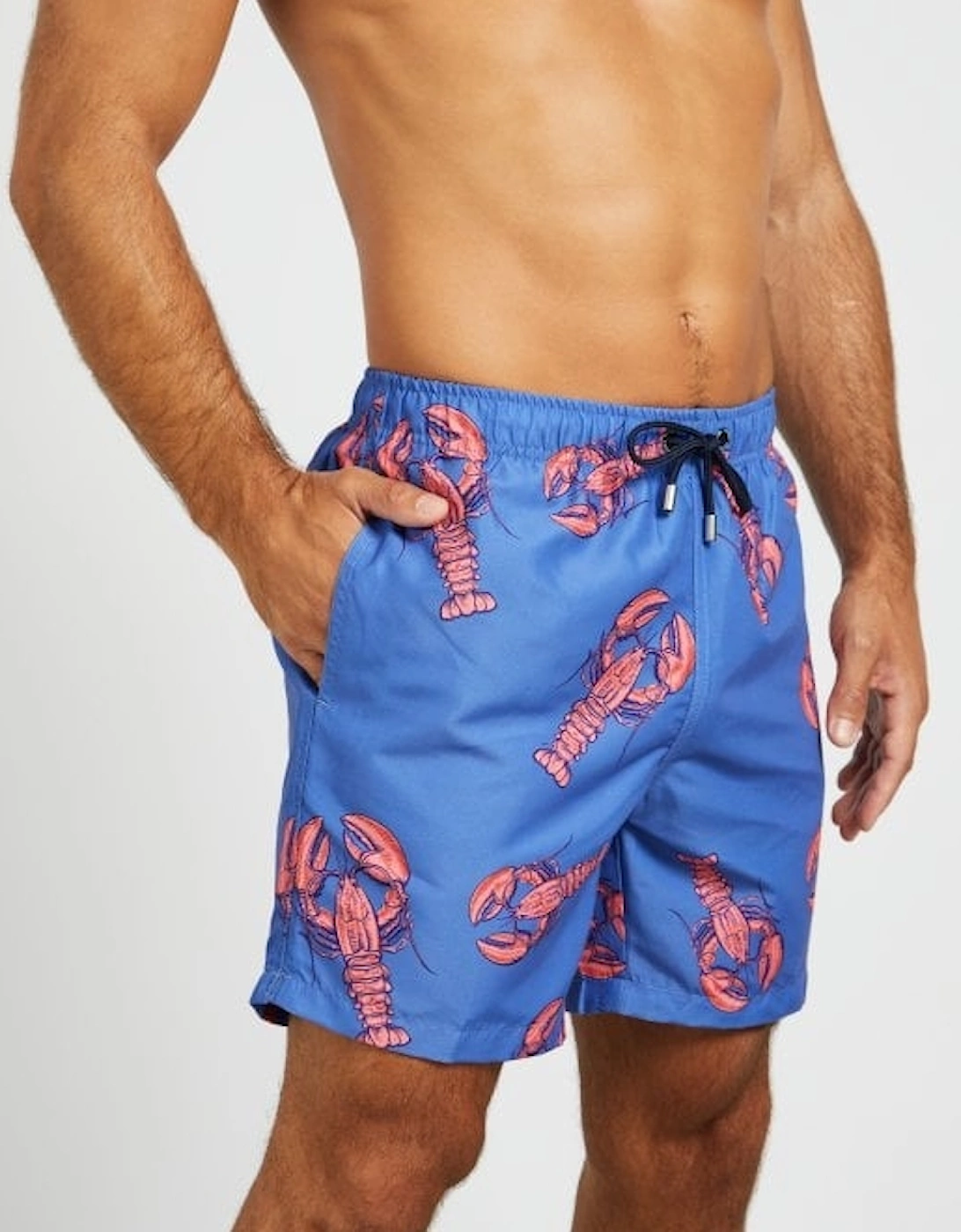 Lobster Print Swim Shorts, Navy