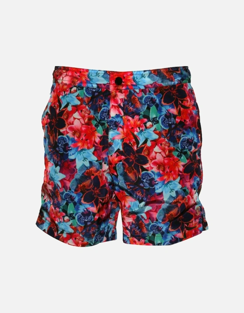 South Cape Floral Print Swim Shorts, Blue/Pink