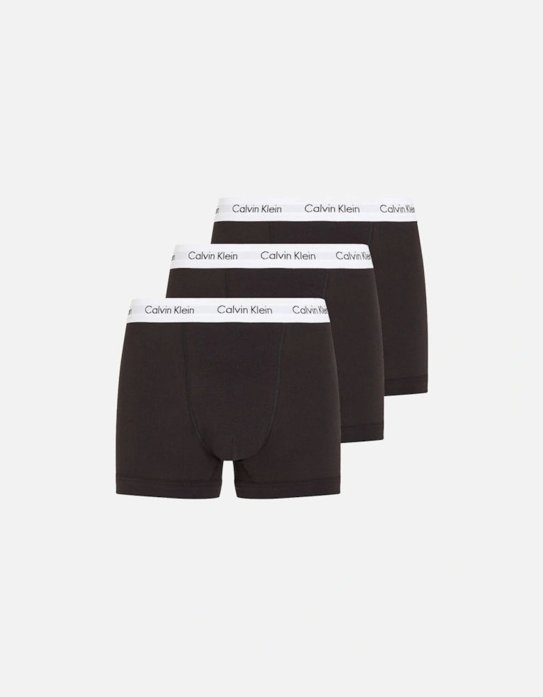 Cotton Stretch 3-Pack Boxer Trunks, Black