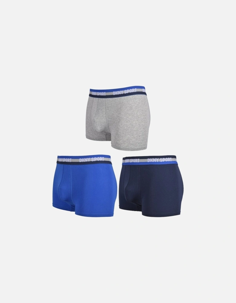 Sport 3-Pack Boxer Trunks, Blue/Grey/Navy