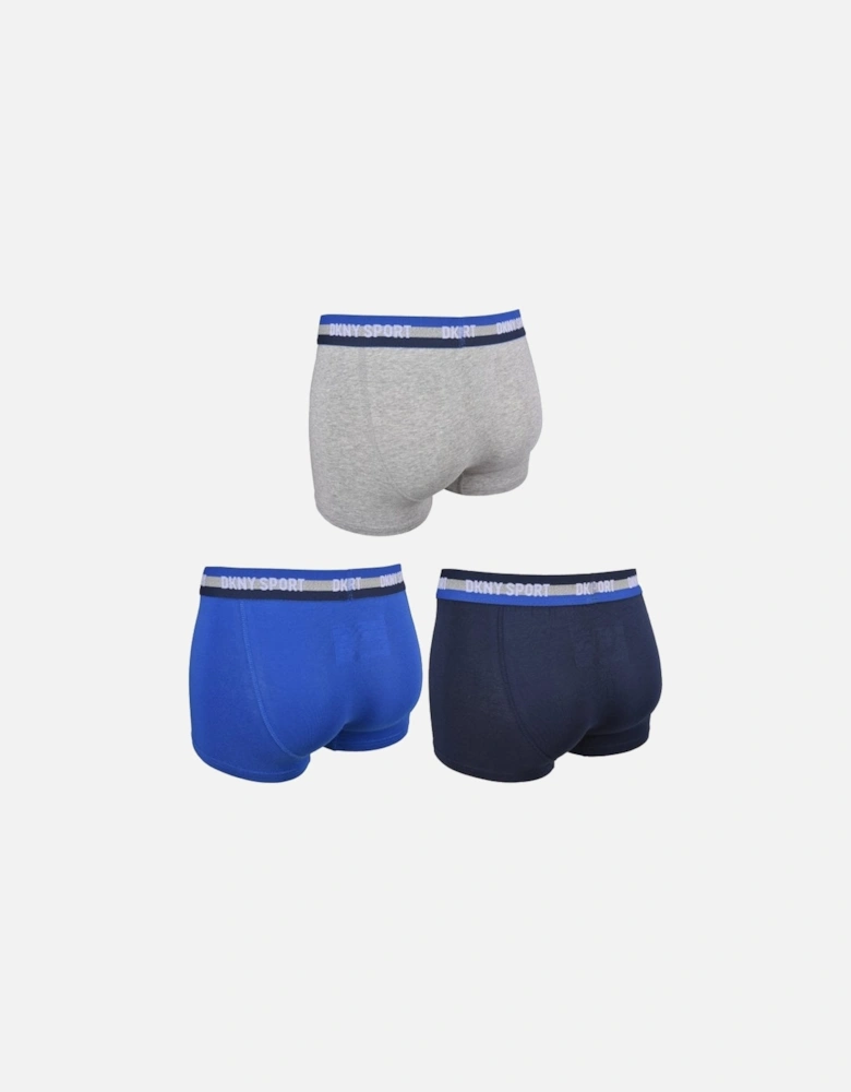 Sport 3-Pack Boxer Trunks, Blue/Grey/Navy