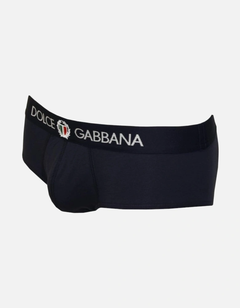 Brando Brief with Crest, Navy Blue