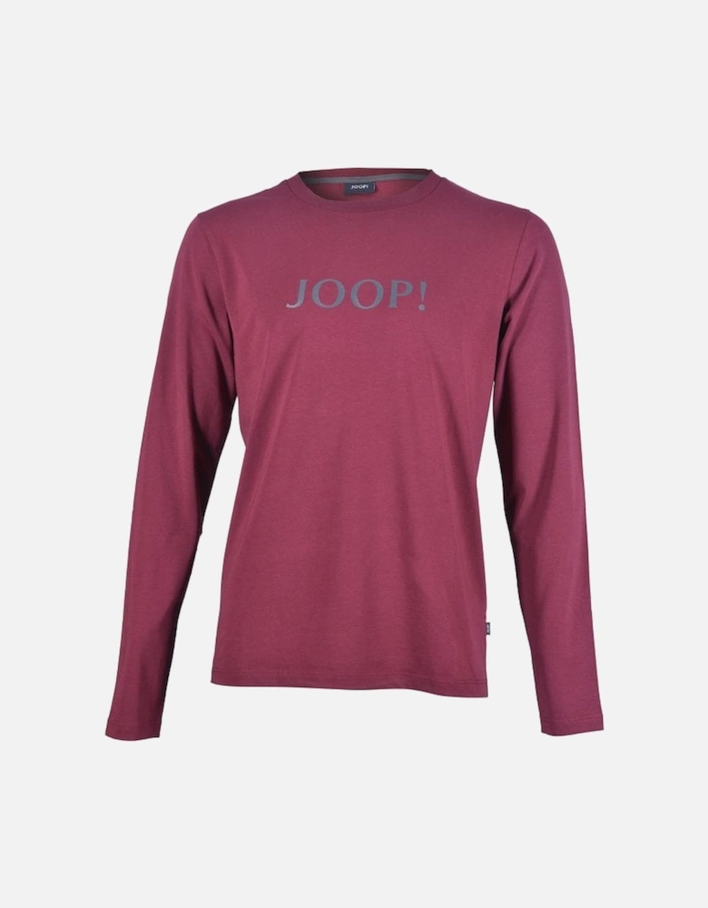 Logo Print Long-Sleeve T-Shirt, Berry Red