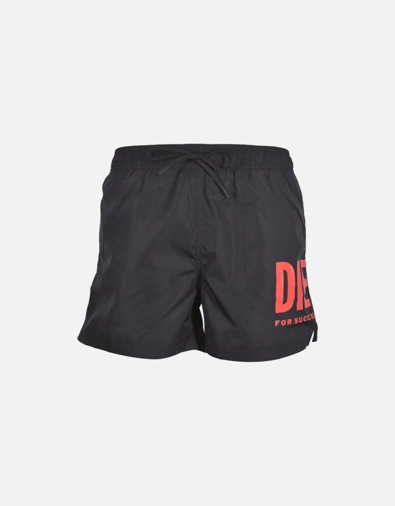 Logo Print Swim Shorts, Black