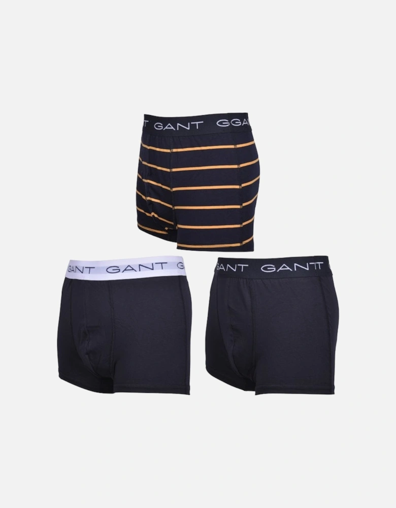 3-Pack Stripe & Solid Boys Boxer Trunks, Navy