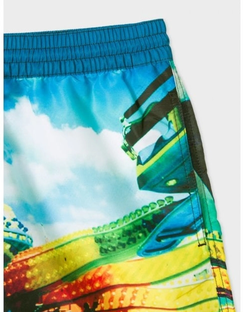 Brighton Photographic Print Swim Shorts, Blue/multi