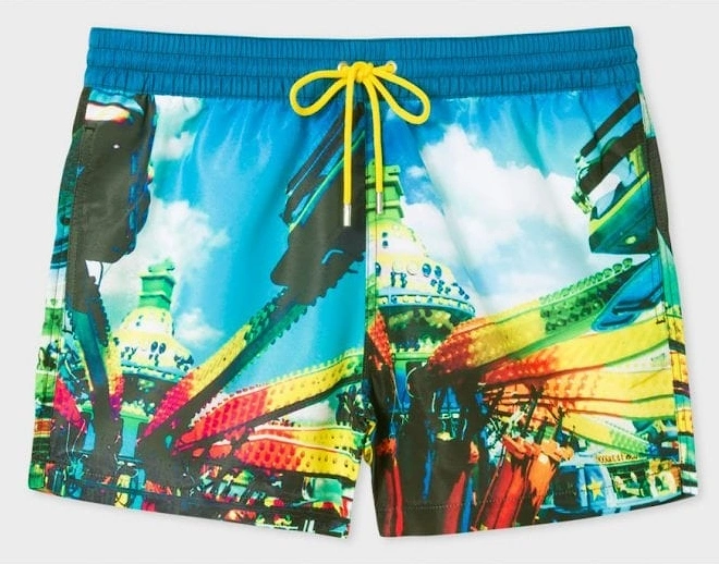 Brighton Photographic Print Swim Shorts, Blue/multi