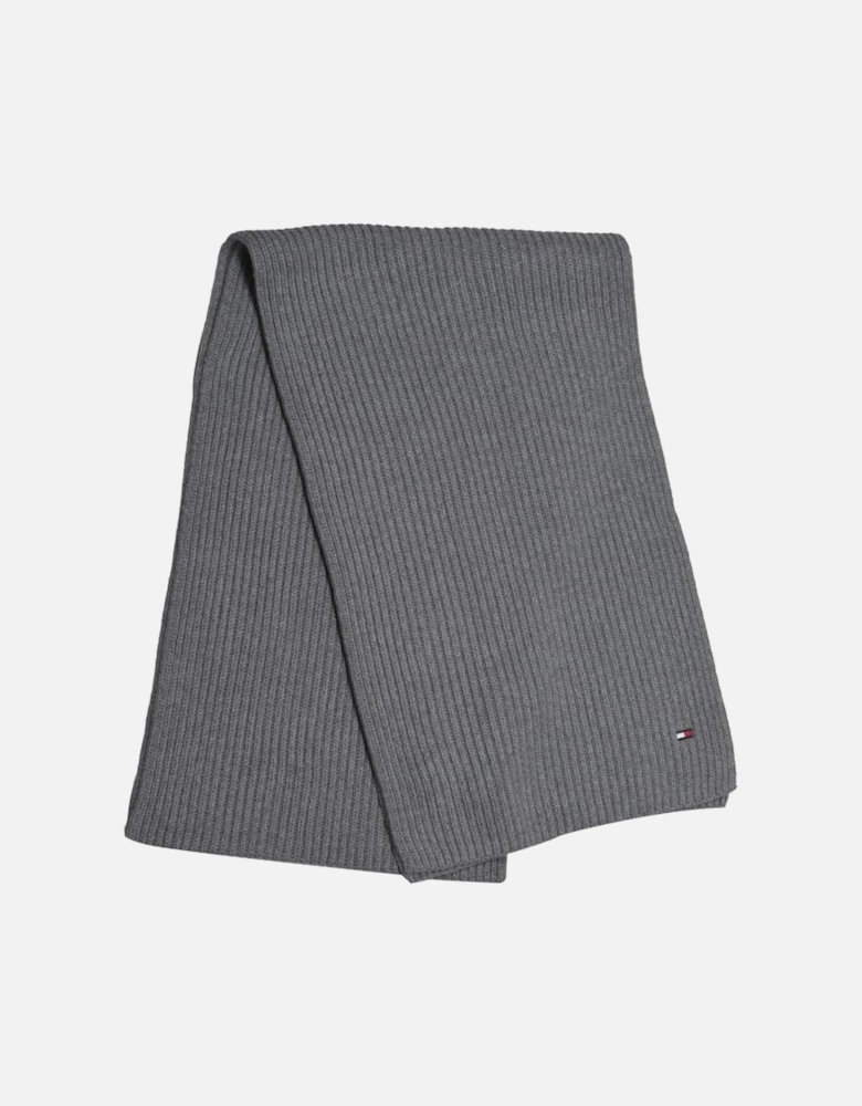 Pima Cotton Cashmere Ribbed Scarf, Mid Grey Heather