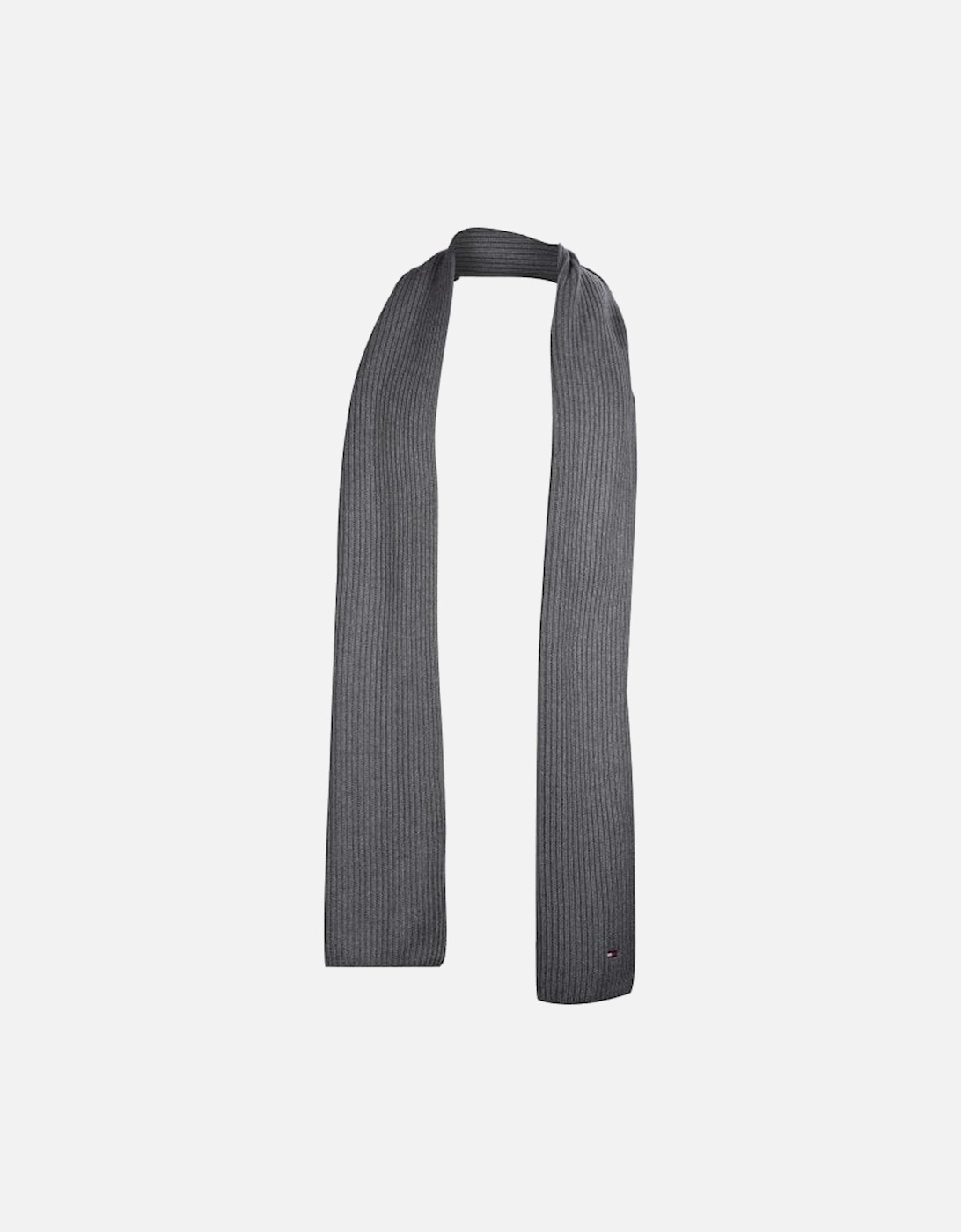 Pima Cotton Cashmere Ribbed Scarf, Mid Grey Heather