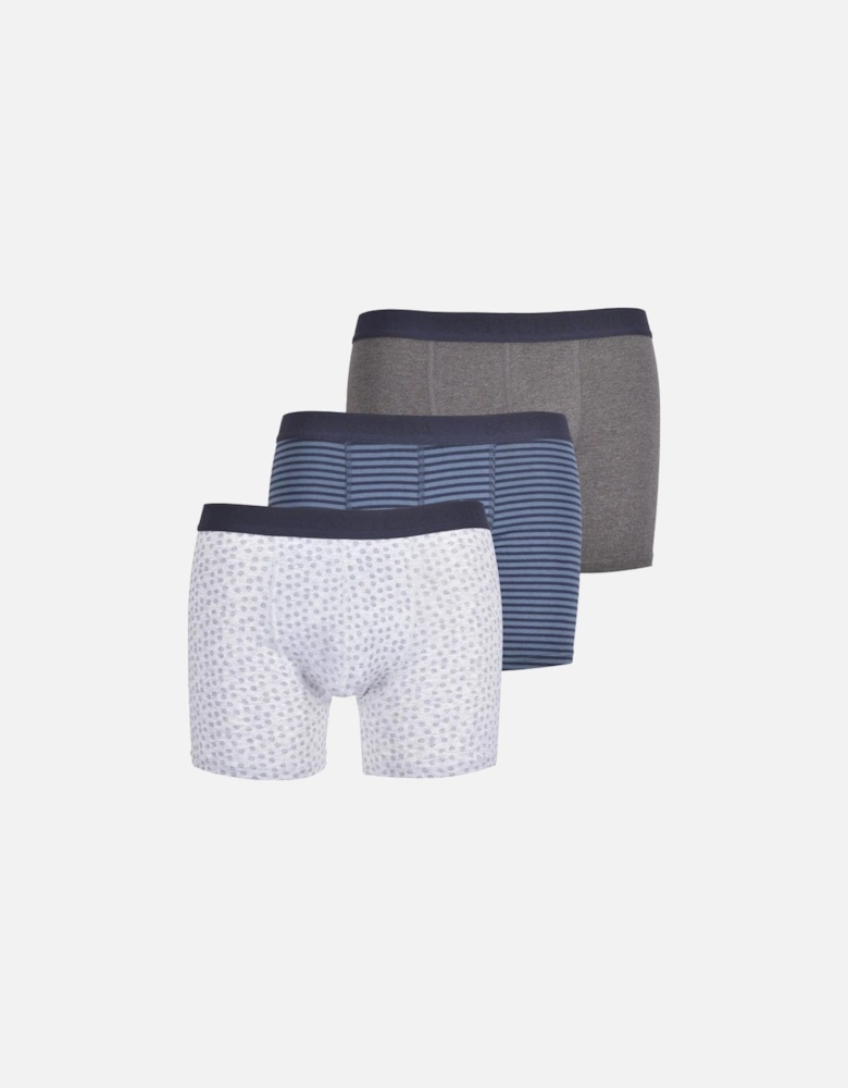 3-Pack Stripe & Geometric Boxer Briefs, Blue/Grey