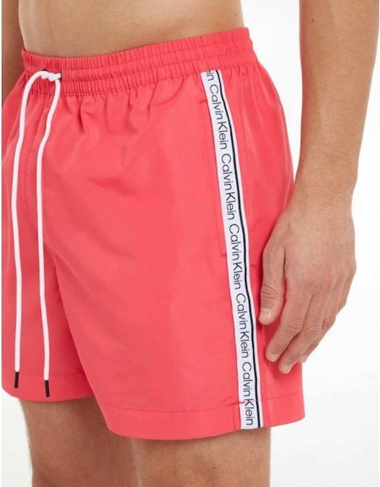 Logo Tape Swim Shorts, Pink Flash