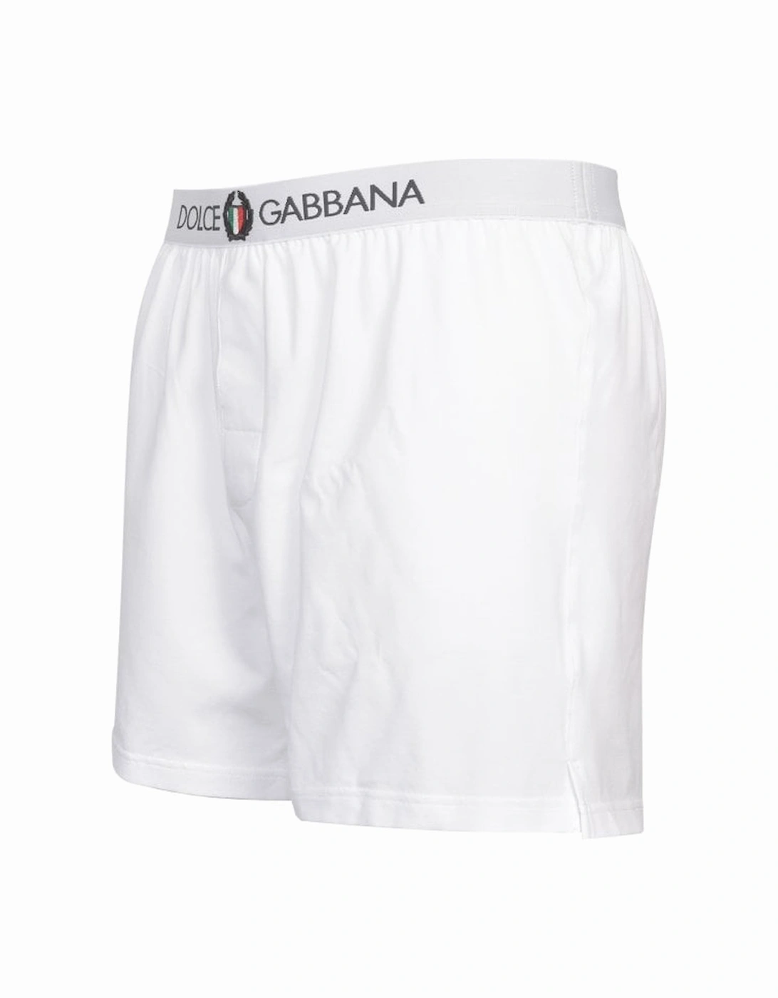 Dolce& Gabbana Lounge Shorts with Crest, White