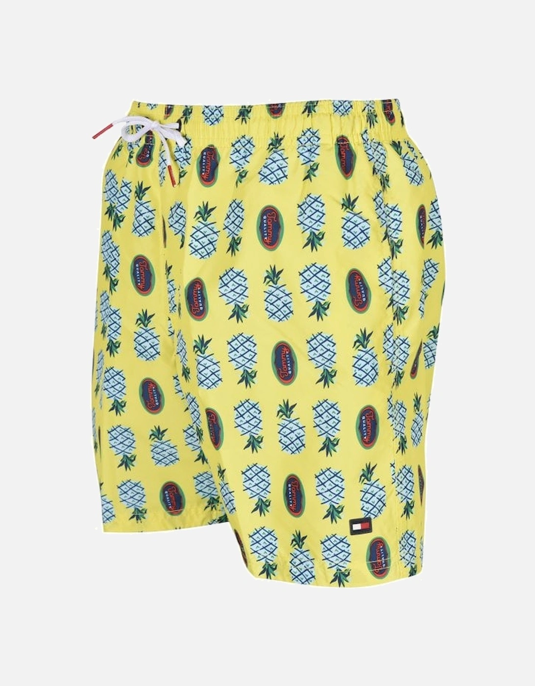 Pineapples Print Boys Swim Shorts, Yellow