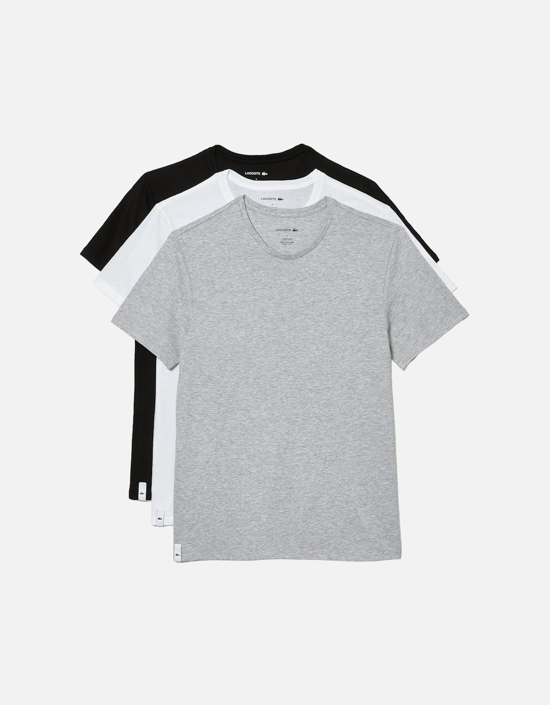 3-Pack Crew-Neck Cotton T-Shirts, Black/Grey/White, 2 of 1