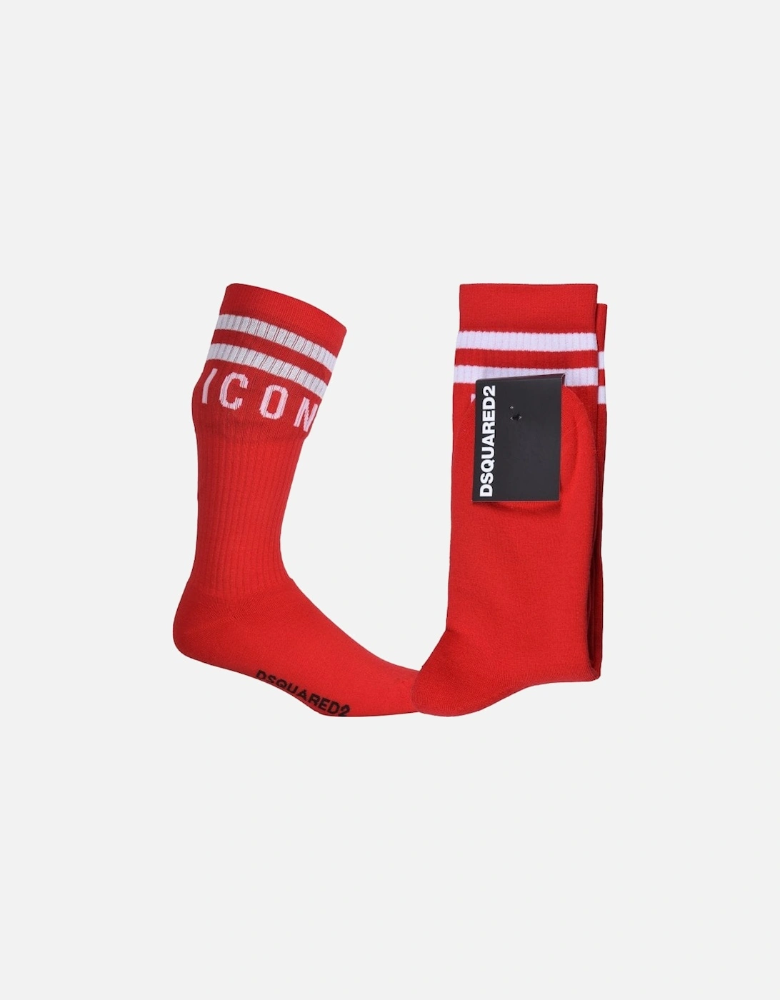 ICON Stripes Logo Sports Socks, Red/white, 4 of 3